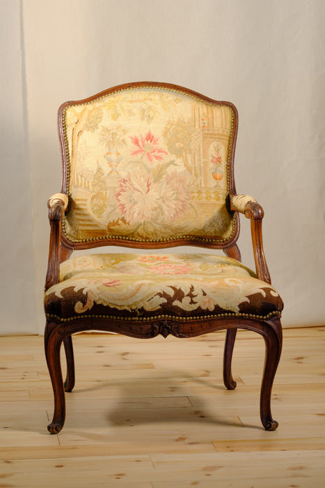 Louis XVI Style Arm Chair with Needlepoint Upholstery